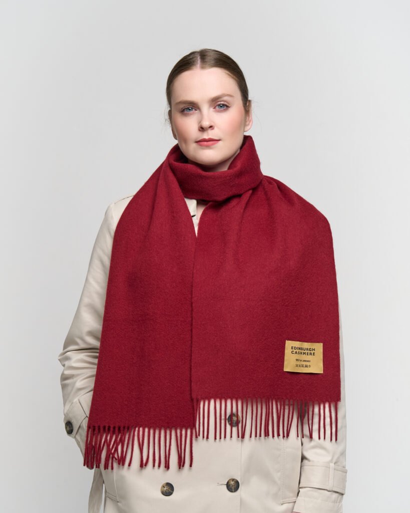 Edinburgh Cashmere DC Scott Cashmere Scarf ivory travel